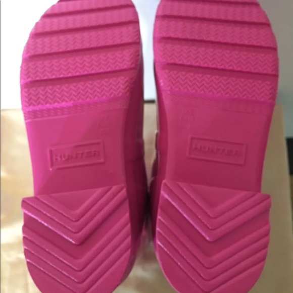 Hunter Tall Knee High Gloss Bright Pink Rain Boots - Picture 3 of 5